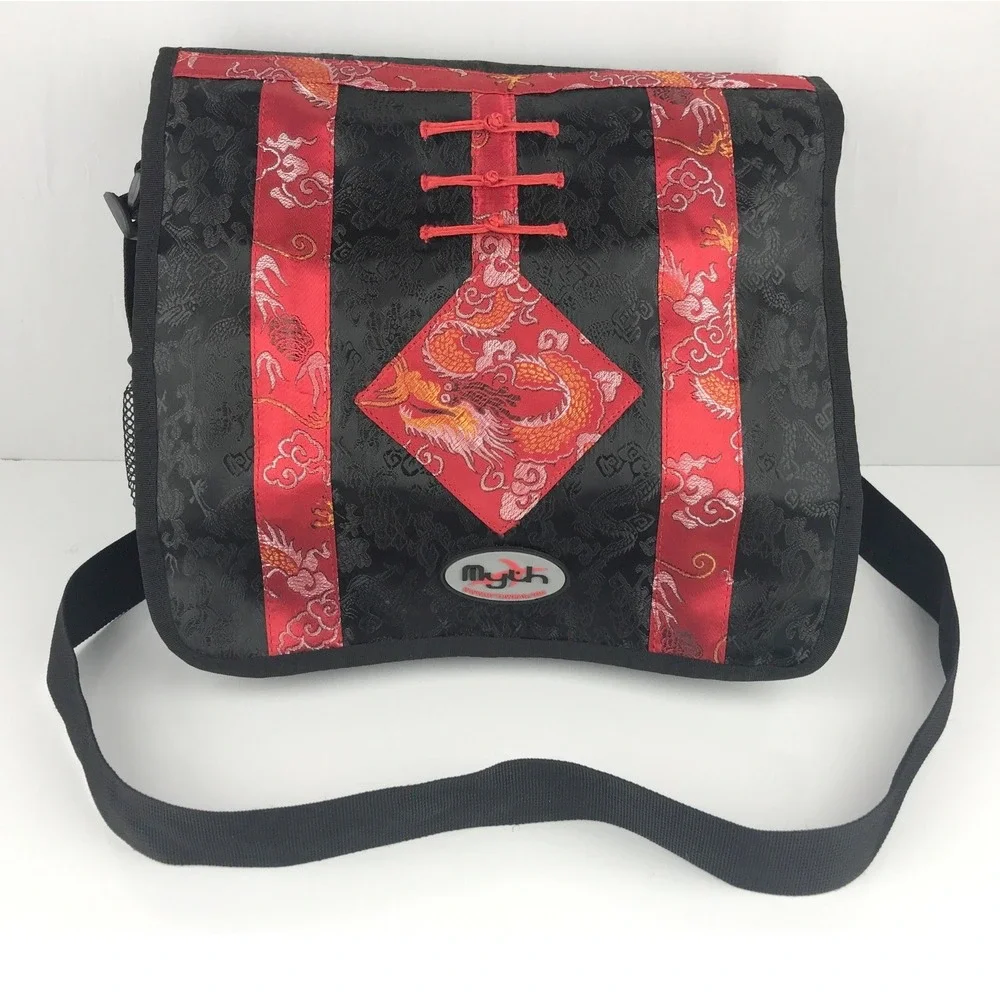 Mythwear Messenger Bag Black Red Dragon Print Crossbody PLEASE READ DESCRIPTION - Picture 2 of 16
